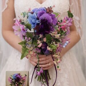 #6 Chic Purple and Blue Floral Wedding Bouquet